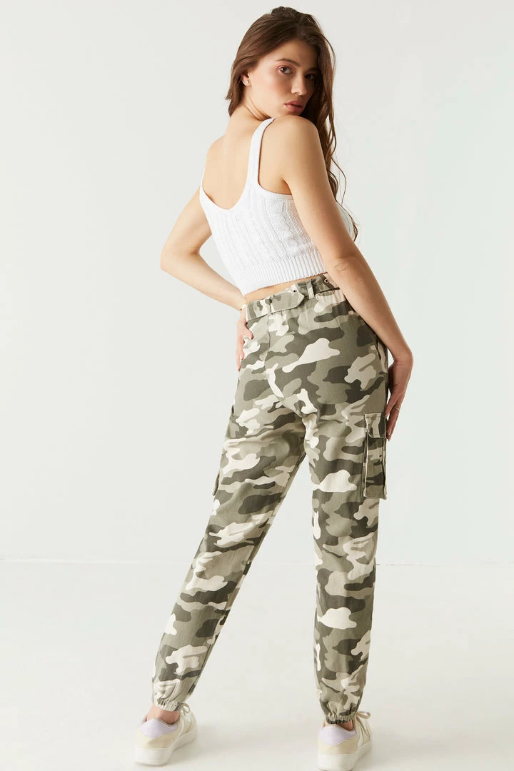 Stitches Ladies Twill Belted Camo Jogger Bottoms 6 Stitches Ladies Twill Belted Camo Jogger Bottoms