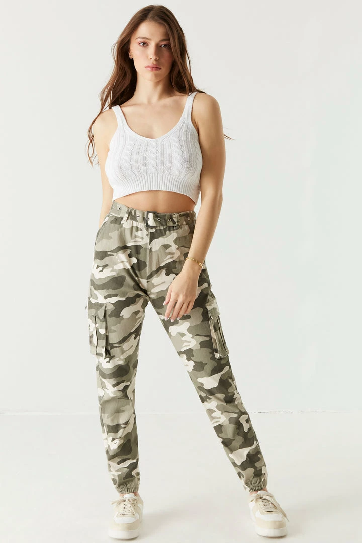 Stitches Ladies Twill Belted Camo Jogger Bottoms 4 Stitches Ladies Twill Belted Camo Jogger Bottoms