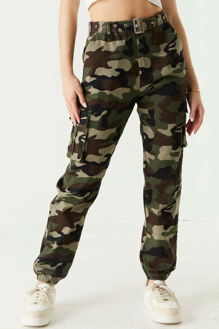 Stitches Ladies Twill Belted Camo Jogger Bottoms 2 Stitches Ladies Twill Belted Camo Jogger Bottoms