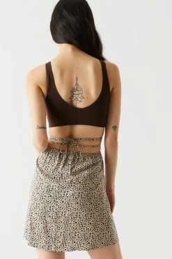 Stitches Ladies Bottoms Cheetah Print Self-Tie Side Slit Mini Skirt