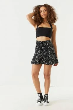 Stitches Ladies Floral Paisley Print Belted Skort