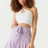Stitches Ladies Bottoms Lilac Floral Print Belted Skort