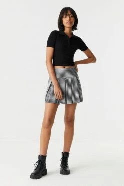 Stitches Ladies Houndstooth Print High-Rise Pleated Skirt