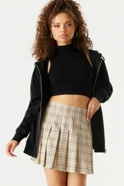 Stitches Ladies Plaid Pleated Twill Mini Skirt