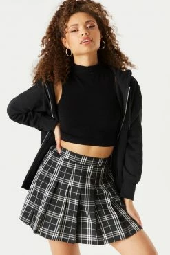 Stitches Ladies Plaid Pleated Twill Mini Skirt