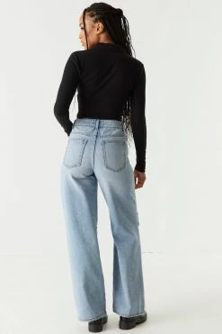 Stitches Ladies Refuge Ultra High-Rise Light Wash Distressed Wide Leg Jean