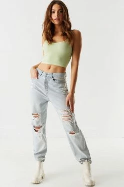 Stitches Ladies Refuge 90's High-Rise Light Wash Distressed Jean