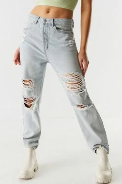 Stitches Ladies Refuge 90's High-Rise Light Wash Distressed Jean 5 Stitches Ladies Refuge 90's High-Rise Light Wash Distressed Jean