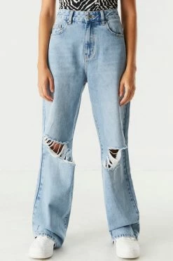 Stitches Ladies Refuge Jeans Refuge Ultra High-Rise Distressed Light Wash Wide Leg Jean 5 Stitches Ladies Refuge Jeans Refuge Ultra High-Rise Distressed Light Wash Wide Leg Jean