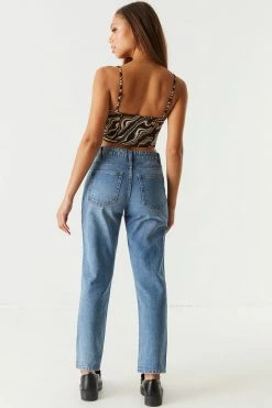 Stitches Ladies Refuge Mid-Rise Distressed Dark Wash Boyfriend Jean Refuge Jeans