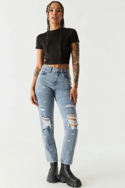 Stitches Ladies Refuge Jeans Refuge Mid-Rise Distressed Boyfriend Jean