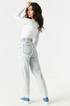 Stitches Ladies Refuge High-Rise Distressed Acid Wash Mom Jean