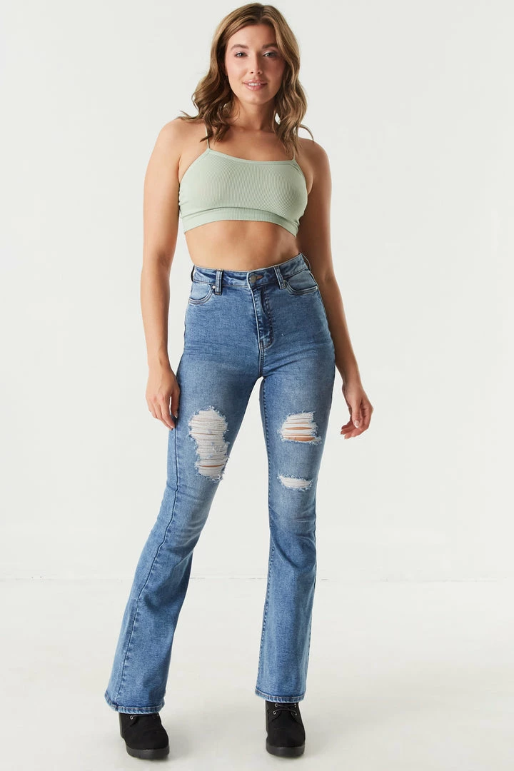 Stitches Ladies Refuge Jeans Refuge High-Rise Distressed Flare Jean 7 Stitches Ladies Refuge Jeans Refuge High-Rise Distressed Flare Jean