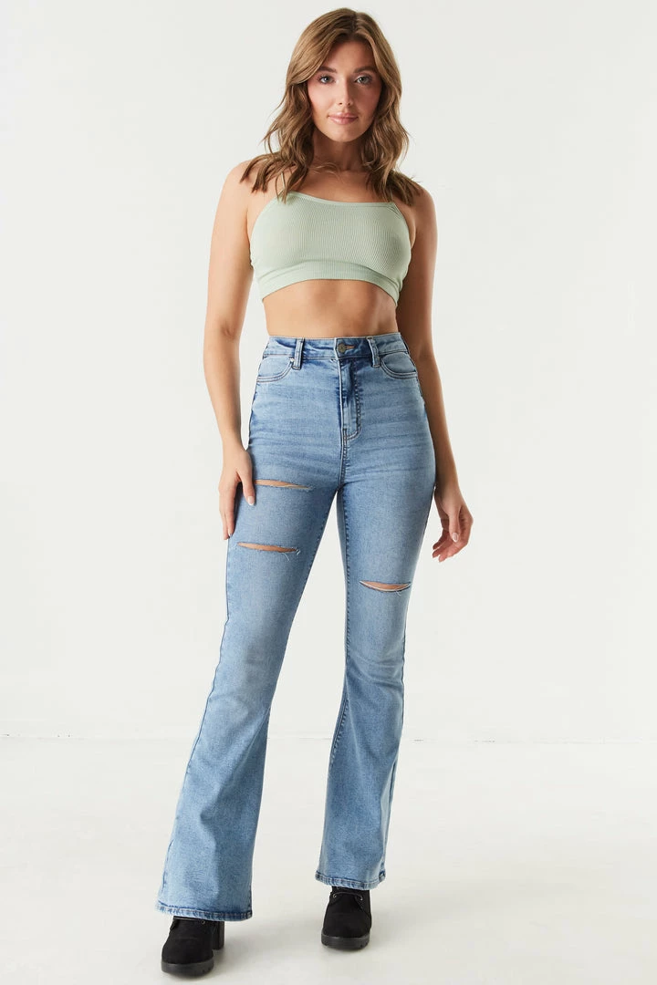 Stitches Ladies Refuge Jeans Refuge High-Rise Distressed Flare Jean 1 Stitches Ladies Refuge Jeans Refuge High-Rise Distressed Flare Jean