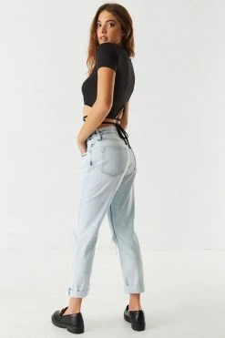 Stitches Ladies Refuge Mid-Rise Distressed Acid Wash Boyfriend Jean Refuge Jeans