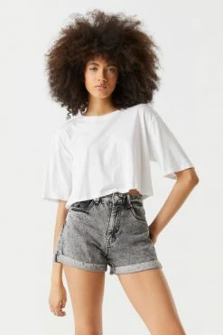 Stitches Ladies Refuge Ultra High-Rise Gray Wash Denim Short Denim Shorts