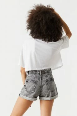 Stitches Ladies Refuge Ultra High-Rise Gray Wash Denim Short Denim Shorts