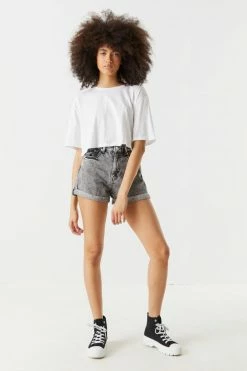 Stitches Ladies Refuge Ultra High-Rise Gray Wash Denim Short Denim Shorts