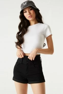 Stitches Ladies Refuge 3-Tier High-Rise Push-Up Black Denim Short