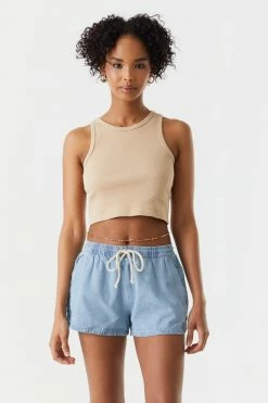 Stitches Ladies Drawstring Dolphin Denim Short Denim Shorts 9 Stitches Ladies Drawstring Dolphin Denim Short Denim Shorts