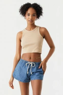 Stitches Ladies Drawstring Dolphin Denim Short Denim Shorts