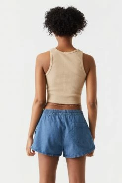 Stitches Ladies Drawstring Dolphin Denim Short Denim Shorts