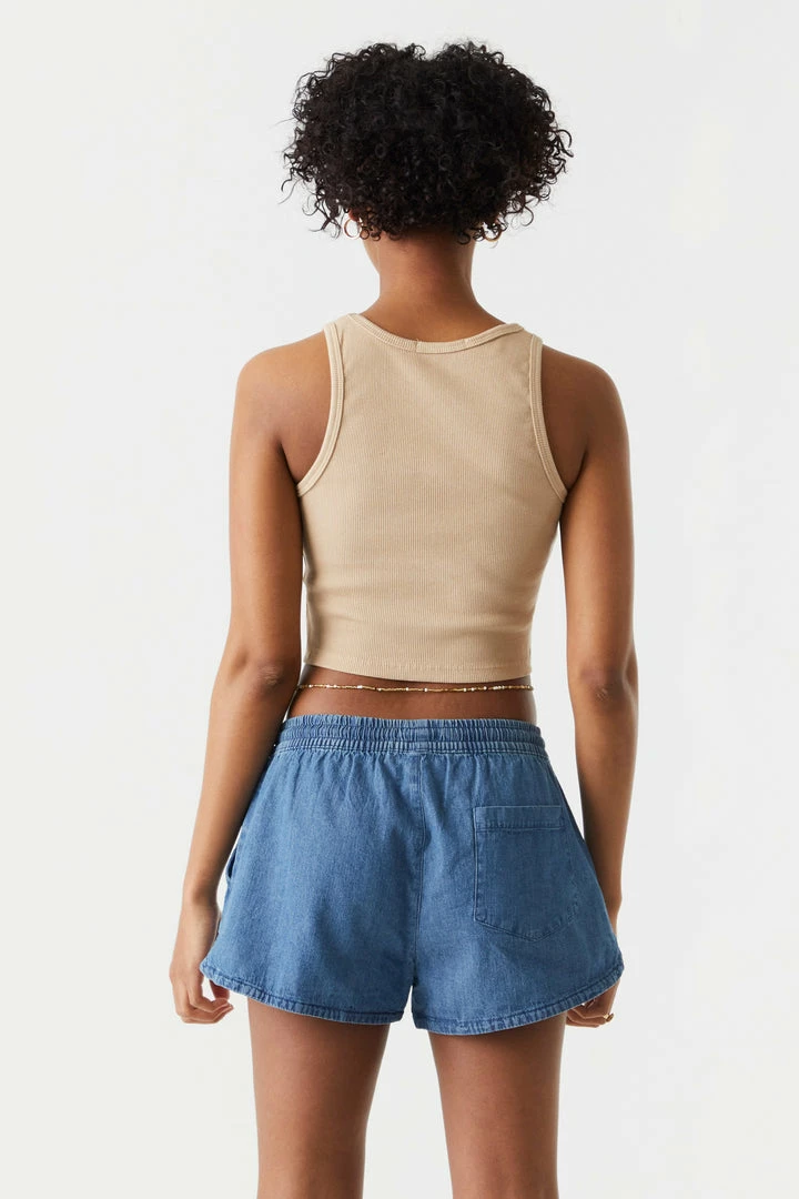 Stitches Ladies Drawstring Dolphin Denim Short Denim Shorts 2 Stitches Ladies Drawstring Dolphin Denim Short Denim Shorts