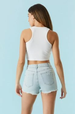 Stitches Ladies Refuge Jeans Refuge High-Rise Light Wash Distressed Denim Short