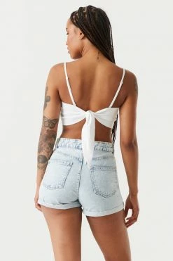 Stitches Ladies Refuge Ultra-High-Rise Acid Wash Mom Jean Shorts