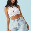 Stitches Ladies Refuge High-Rise Distressed Light Wash 90's A-Line Denim Short Refuge Jeans