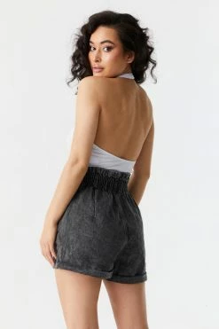 Stitches Ladies Self-Tie High-Rise Denim Paperbag Short