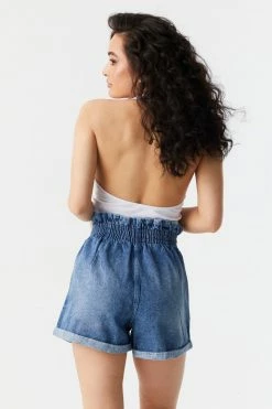 Stitches Ladies Self-Tie High-Rise Denim Paperbag Short 19 Stitches Ladies Self-Tie High-Rise Denim Paperbag Short