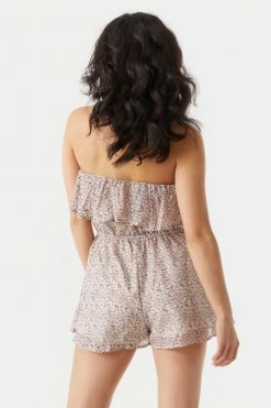 Stitches Ladies Jumpsuits + Rompers Floral Print Ruffle Tube Top Romper