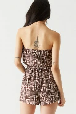 Stitches Ladies Jumpsuits + Rompers Retro Kaleidoscope Print Belted Strapless Romper