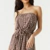Stitches Ladies Jumpsuits + Rompers Retro Kaleidoscope Print Belted Strapless Romper