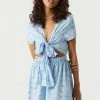 Stitches Ladies Jumpsuits + Rompers Daisy Print Self-Tie Front Knot Romper