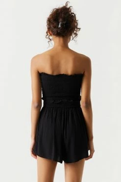 Stitches Ladies Self-Tie Front Ruffled Tube Top Romper