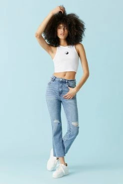 Stitches Ladies Refuge Jeans Refuge Distressed Cropped Kick Flare Jean