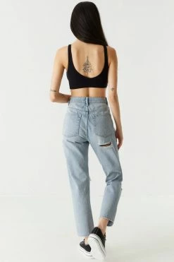 Stitches Ladies Refuge Ultra High-Rise Distressed Light Wash Cropped Mom Jean Refuge Jeans 5 Stitches Ladies Refuge Ultra High-Rise Distressed Light Wash Cropped Mom Jean Refuge Jeans