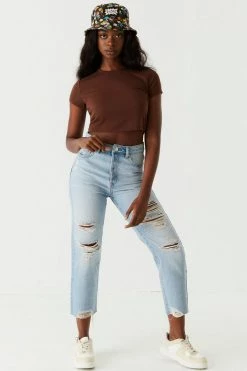 Stitches Ladies Refuge High-Rise Distressed Straight Leg Cropped Jean