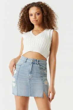 Stitches Ladies Refuge High-Rise Distressed Denim Mini Skirt