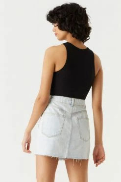 Stitches Ladies Refuge Raw Hem Bleached Denim Skirt Refuge Jeans