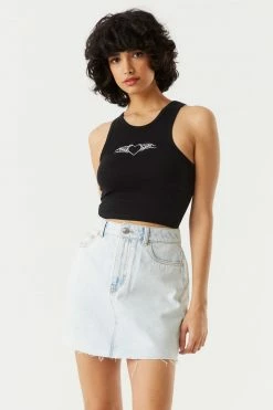 Stitches Ladies Refuge Raw Hem Bleached Denim Skirt Refuge Jeans