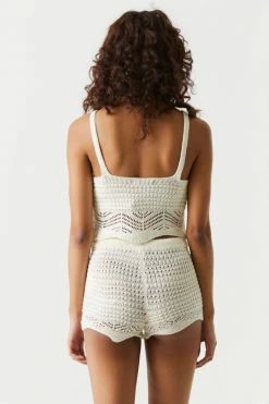 Stitches Ladies Crochet Button-Up Cropped Cami Tops