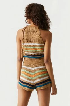 Stitches Ladies High-Rise Striped Crochet Short Bottoms