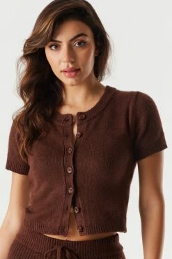 Stitches Ladies Tops Knit Short Sleeve Cropped Cardigan