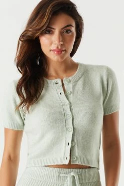 Stitches Ladies Tops Knit Short Sleeve Cropped Cardigan
