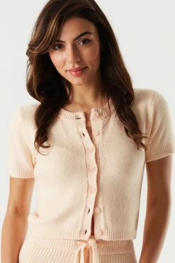 Stitches Ladies Tops Knit Short Sleeve Cropped Cardigan