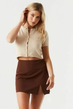 Stitches Ladies Tops Knit Short Sleeve Cropped Cardigan