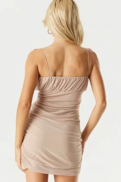 Stitches Ladies Mesh Ruched Milkmaid Mini Dress